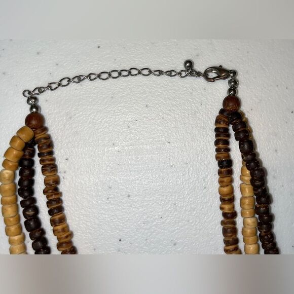 Necklace Earrings Wooden Beaded Pendant Statement 16" - 18" Boho Chic Festival - Picture 5 of 5